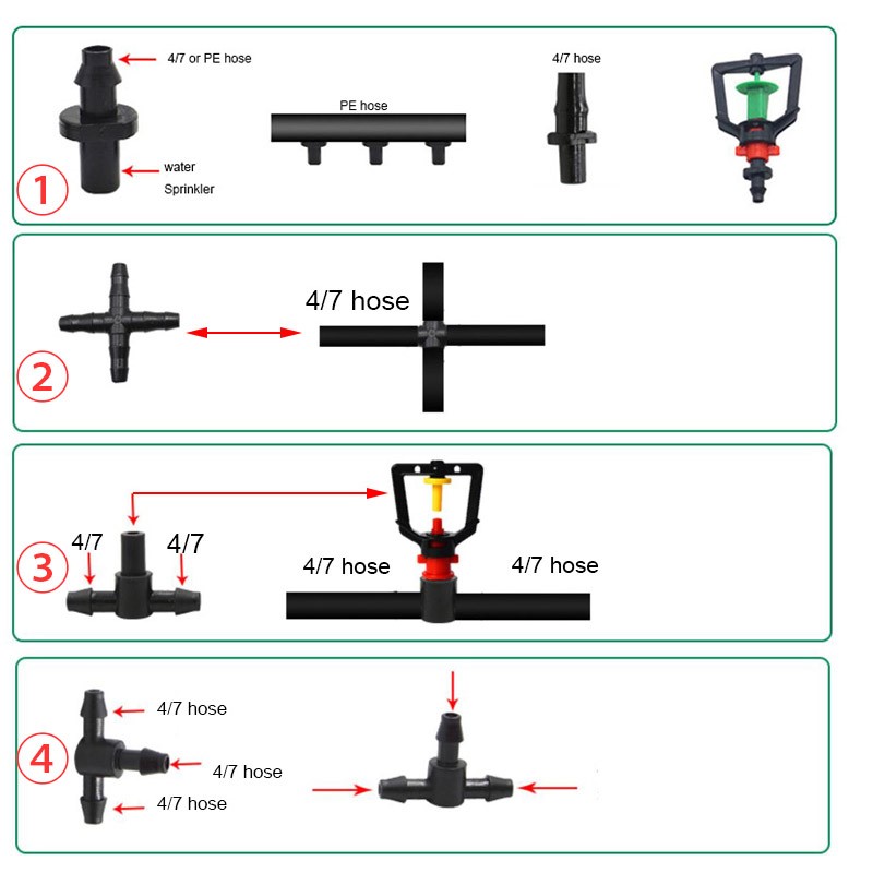 Smart Garden Tower - 50pcs Konektor Irigasi Tetes Taman 4/7mm